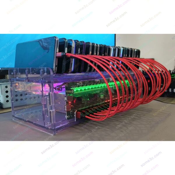 Acrylic RGB Mobile phone 20 USB Ports Charger HUB Chassis farm SmartPhone Group Control USB Connection Farming Accessories - Image 6