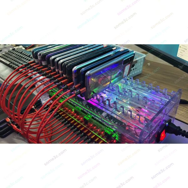 Acrylic RGB Mobile phone 20 USB Ports Charger HUB Chassis farm SmartPhone Group Control USB Connection Farming Accessories - Image 8