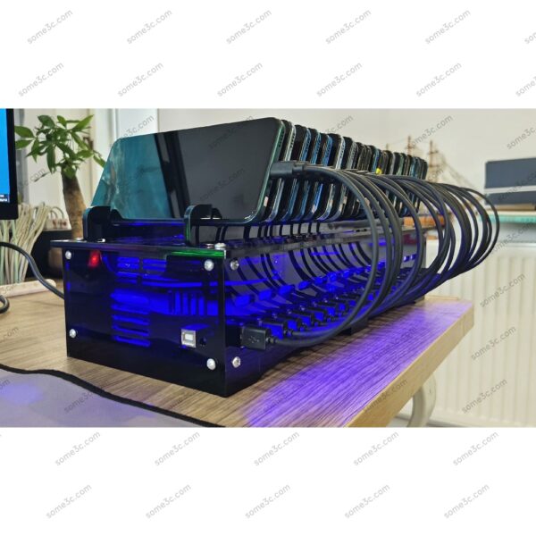 Acrylic RGB Mobile phone 20 USB Ports Charger HUB Chassis farm SmartPhone Group Control USB Connection Farming Accessories - Image 15