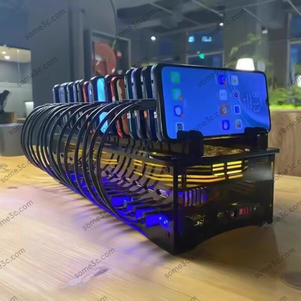 Acrylic RGB Mobile phone 20 USB Ports Charger HUB Chassis farm SmartPhone Group Control USB Connection Farming Accessories - Image 16